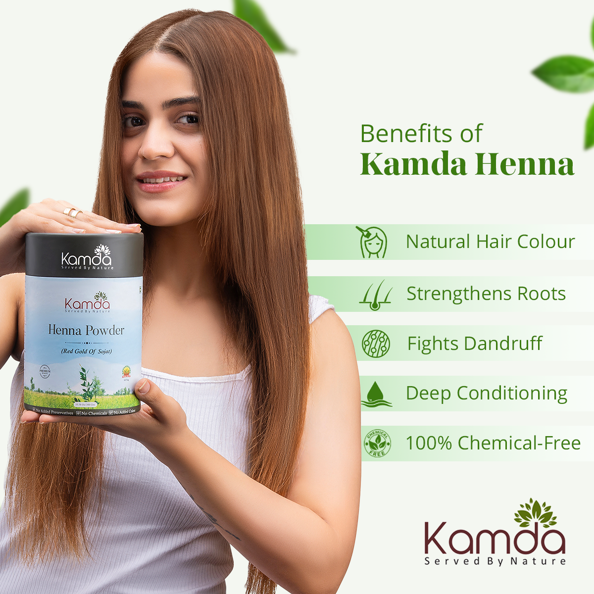 Kamda Beard Henna Powder (Natural Beard Coloring Grade)