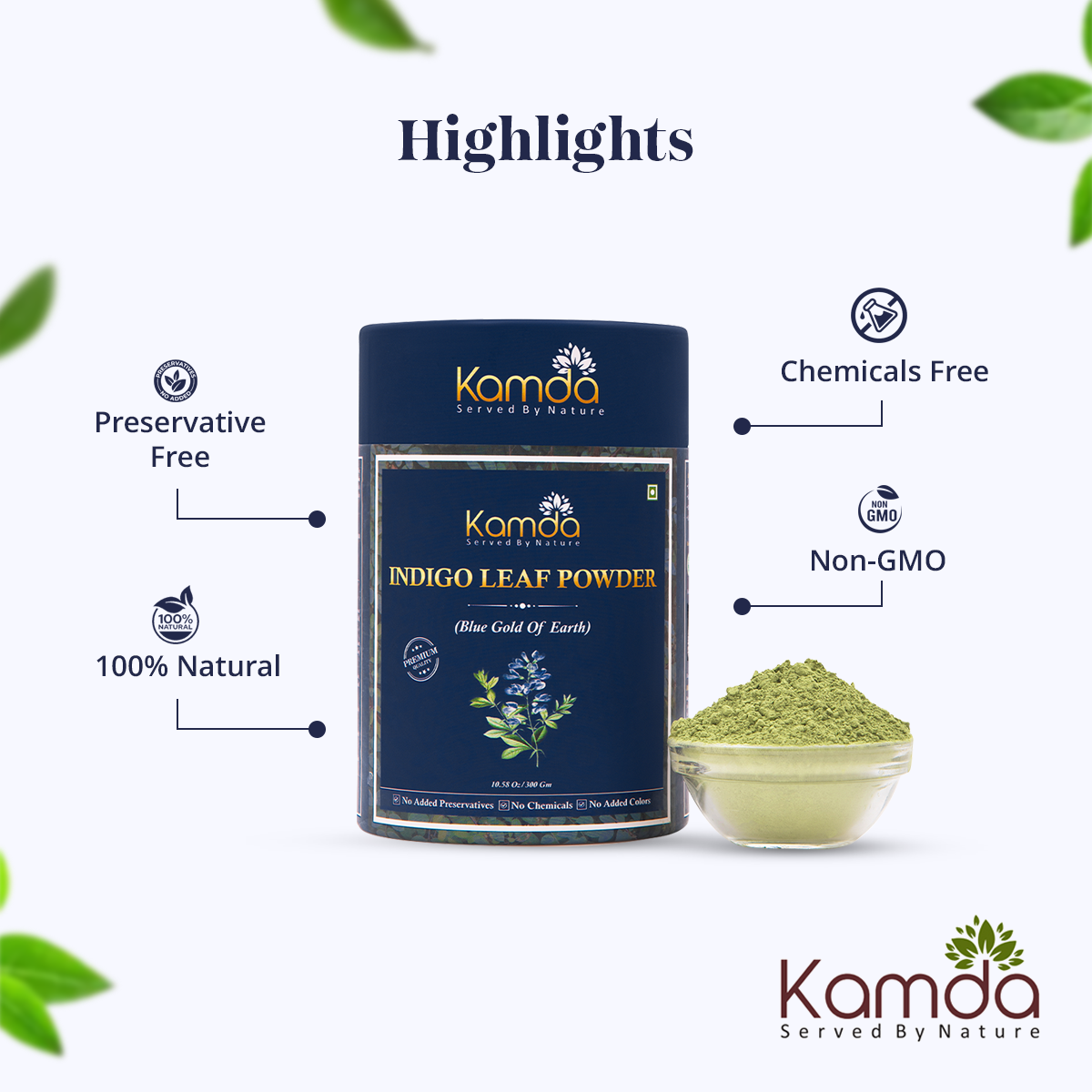 Kamda Beard Indigo Powder (Natural Beard Coloring Grade)